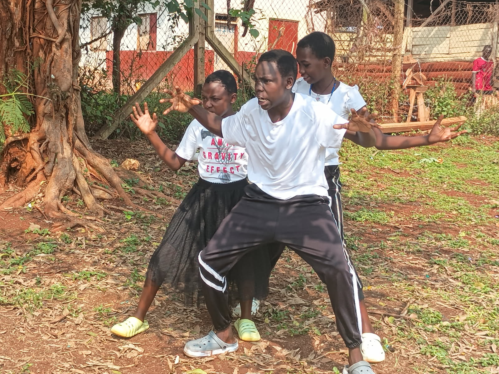 The Troll in Chantal and the Evil Senga played by three young community members